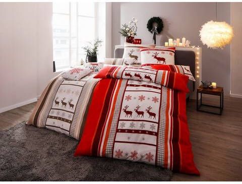 my home Overtrekset Senna dekbedovertrek, kerst, winterbeddengoed, Made in Green Linonkwaliteit, winters design(2 delig )