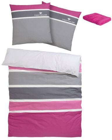 Tom Tailor Overtrekset Felix dekbedovertrek met gratis geschenk gastendoek, streepdesign met gratis geschenk gastendoek