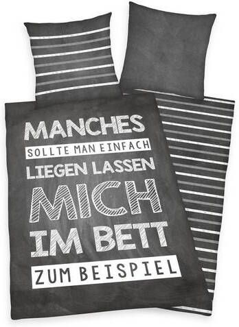 Young Collection Tweezijdig te gebruiken overtrekset "Manches sollte man einfach liegen lassen ..." Bettwäsche, Kinder met grappige letters(2 delig )