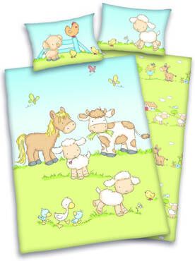 Baby Best Sweet Animals Ledikant Dekbedovertrek Katoen Ledikant(100x135 Cm + 1 Sloop) Blauw