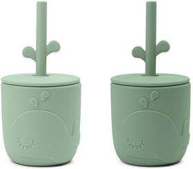 Done by Deer Baby Accessoires Peekaboo Straw Cup 2 Pack Groen