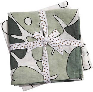 Done By Deer Tiny Tropics Swaddle doek set van 2 Groen