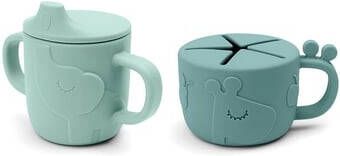 Done by Deer ™ Snack & Drink Beker Peekaboo Set Hert friends Blauw