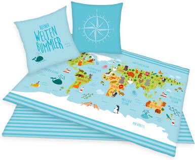 Young Collection Kinderovertrekset Wereldkaart met wereldkaartmotief(2 delig )
