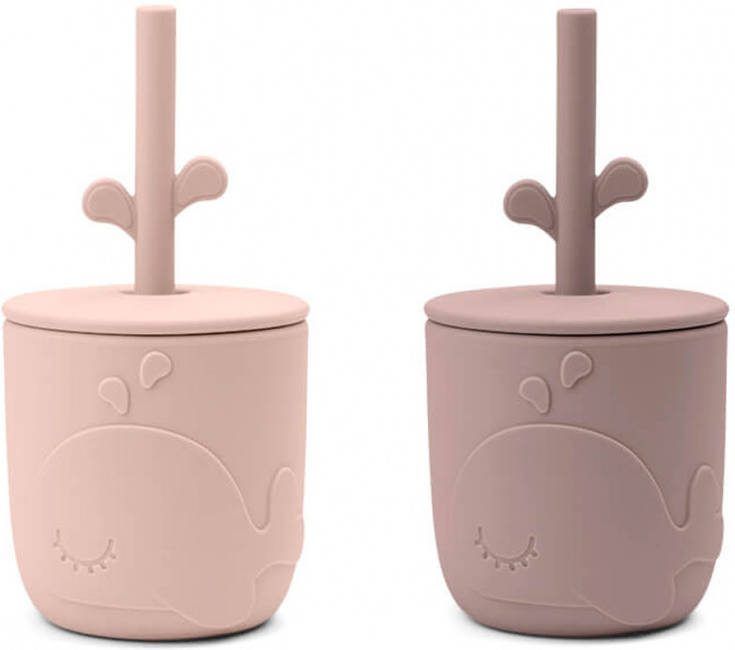 Done by Deer Baby Accessoires Peekaboo Straw Cup 2 Pack Roze