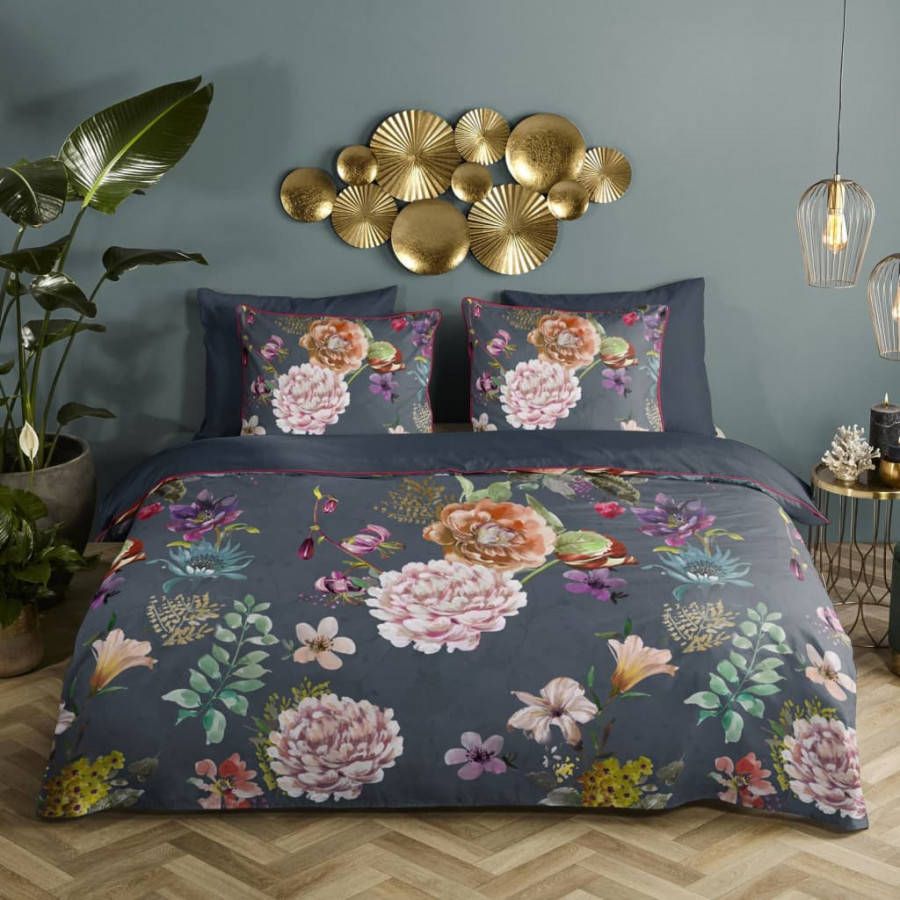 Descanso Parma Dekbedovertrek 1 persoons(140x200/220 Cm + 1 Sloop) Katoen Satijn Antraciet