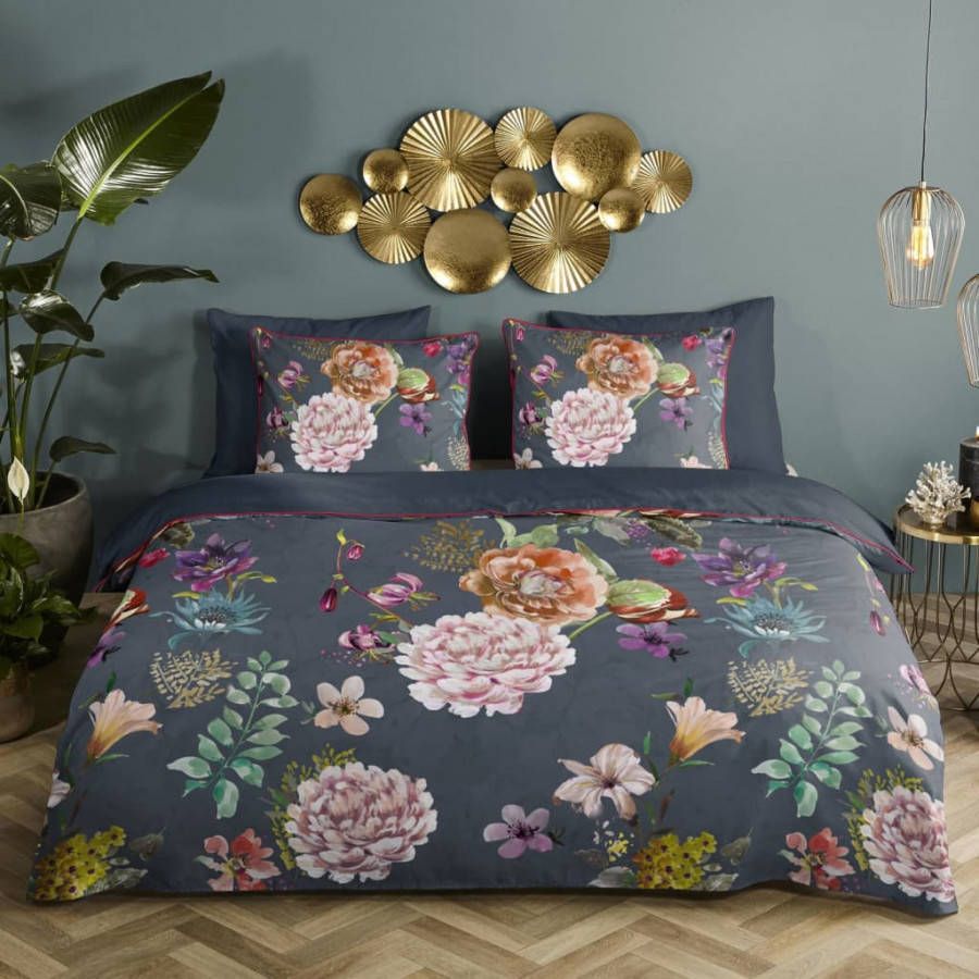 Descanso Parma Dekbedovertrek 2 persoons(200x200/220 Cm + 2 Slopen) Katoen Satijn Antraciet