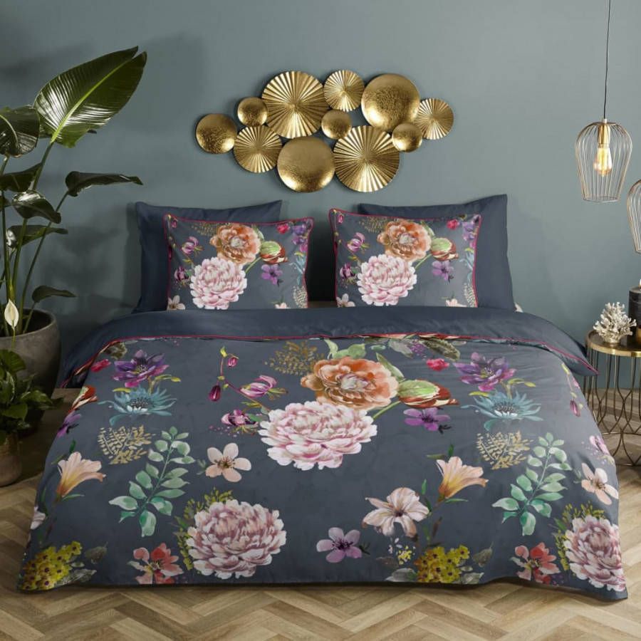 Descanso Parma Dekbedovertrek Lits jumeaux(240x200/220 Cm + 2 Slopen) Katoen Satijn Antraciet