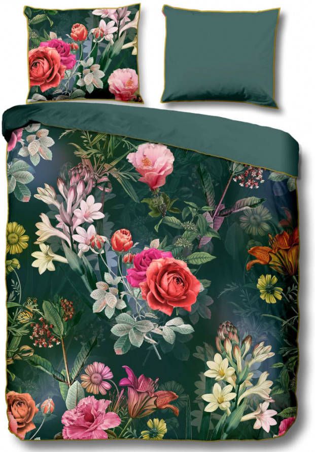 Descanso Simone Dekbedovertrek Lits jumeaux(240x200/220 Cm + 2 Slopen) Katoen Satijn Groen