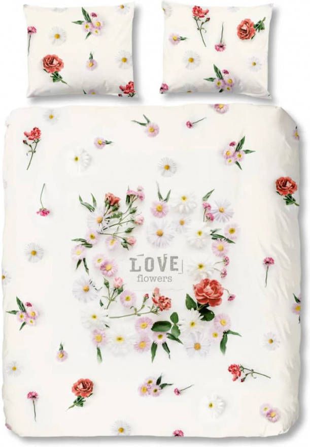 Good Morning dekbedovertrek Flowers wit 140x200/220 cm Leen Bakker