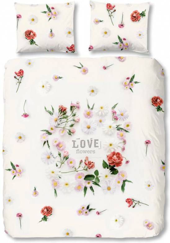 Good Morning dekbedovertrek Flowers wit 200x200/220 cm Leen Bakker