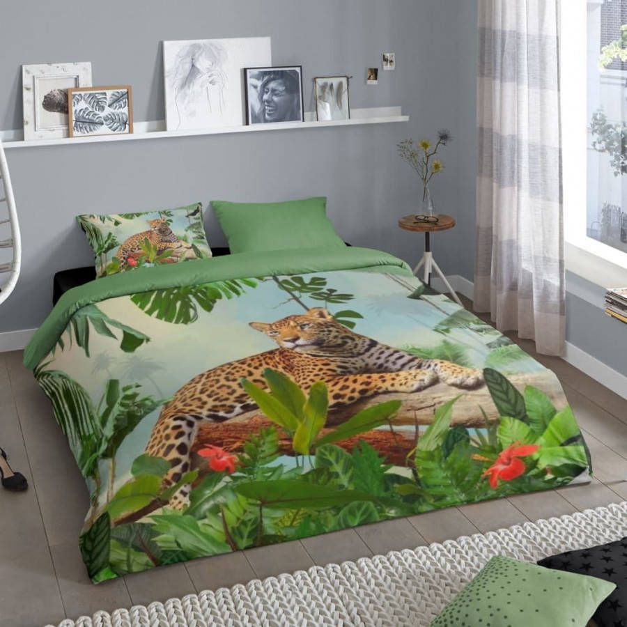 Good Morning Jungle Dekbedovertrek 2 persoons(200x200/220 Cm + 2 Slopen) Katoen Groen