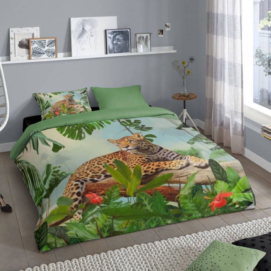 Good Morning Jungle Dekbedovertrek Lits jumeaux(240x200/220 Cm + 2 Slopen) Katoen Groen