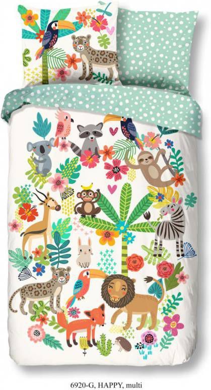 Good Morning Happy Dekbedovertrek Katoen 1 persoons(140x200/220 Cm + 1 Sloop) Multi