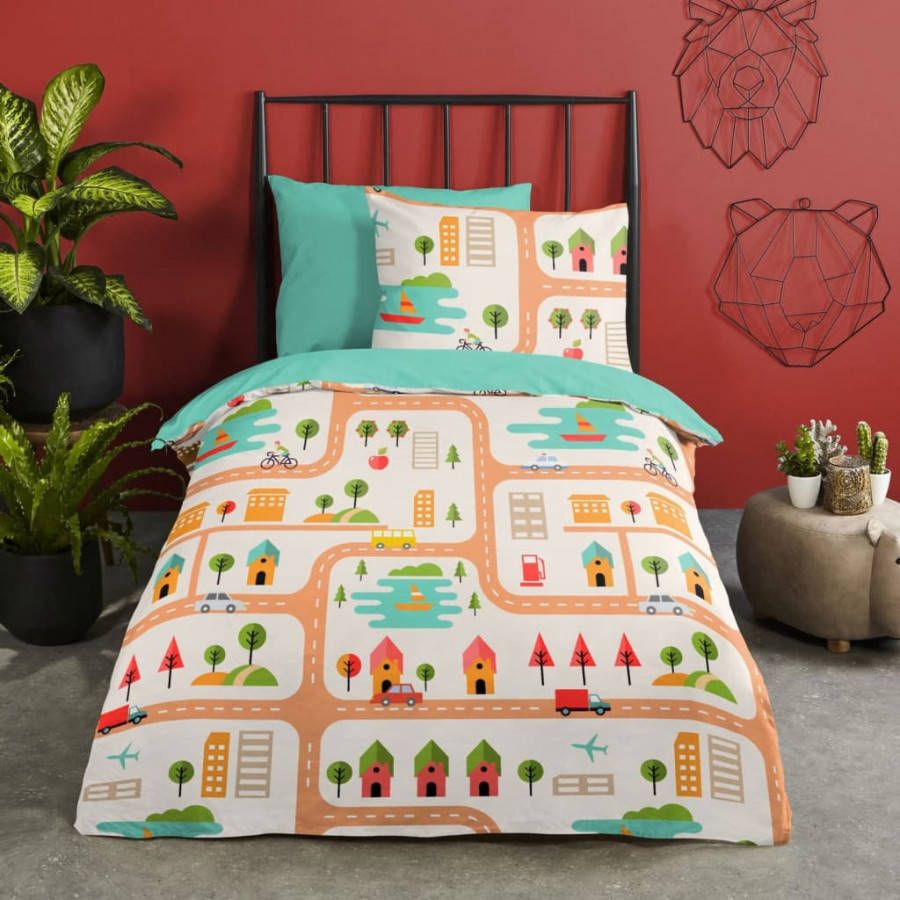 Good Morning Roadmap Dekbedovertrek Katoen Peuter(120x150 Cm + 1 Sloop) Multi