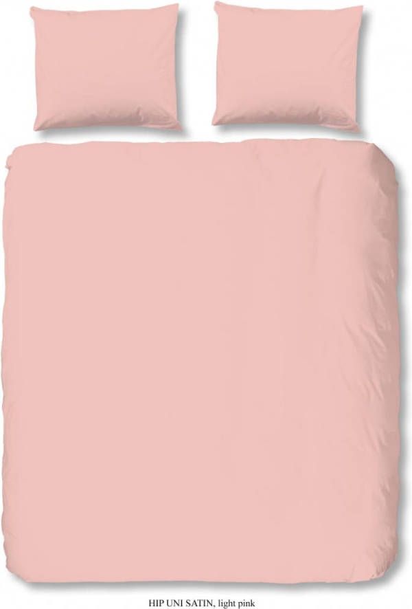 HIP Uni Satin Dekbedovertrek Lits jumeaux(240x200/220 Cm + 2 Slopen) Katoen Satijn Light Pink