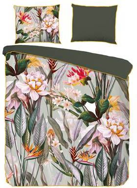 Descanso Modena Dekbedovertrek Lits jumeaux(240x200/220 Cm + 2 Slopen) Katoen Satijn Groen