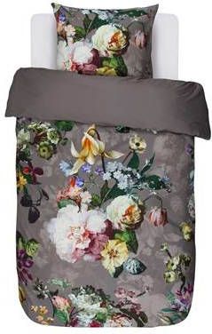 Essenza Fleur Dekbedovertrek 100% Katoen satijn 2 persoons(200x200/220 Cm + 2 Slopen) 2 Stuks(60x70 Cm) Grijs