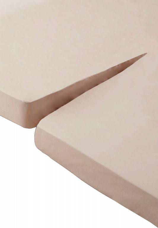 Beddinghouse Percale Katoen Split topper Hoeslaken 100% Percale Katoen Lits jumeaux(180x200 Cm) Sand