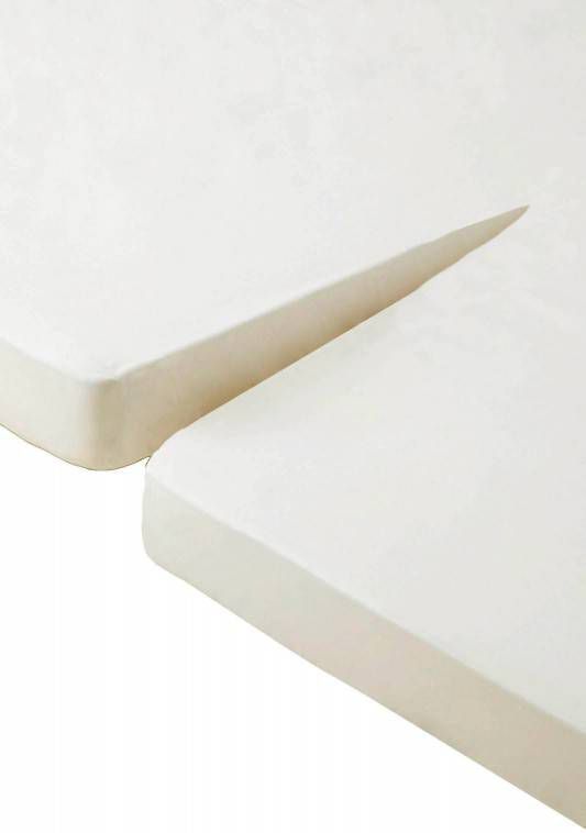 Beddinghouse Percale Katoen Split topper Hoeslaken 100% Percale Katoen Lits jumeaux(160x200 Cm) Off White