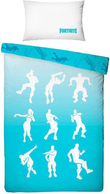 Smulderstextiel nl Fortnite Shuffle Blauw Dekbedovertrek Eenpersoons 140 X 200 Cm Blauw/wit