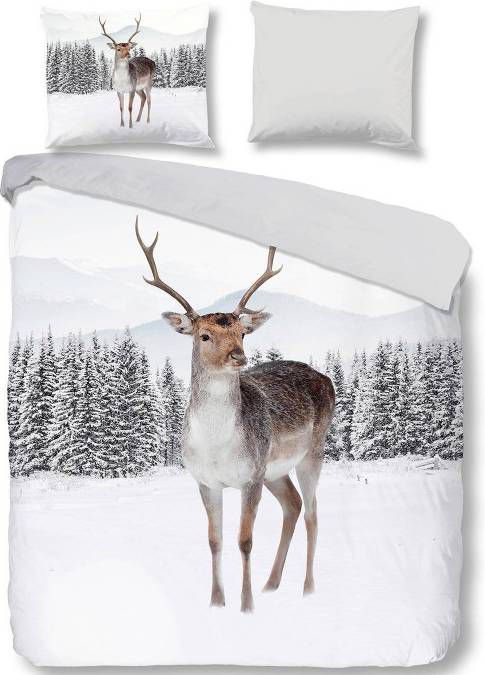 Good Morning Paola Flanel Dekbedovertrek 2 persoons(200x200/220 Cm + 2 Slopen) Flanel White