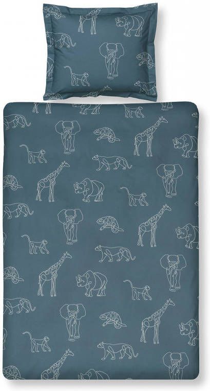 Vandyck Safari Kids Dekbedovertrek 140 x 200/220 cm Vintage Blue