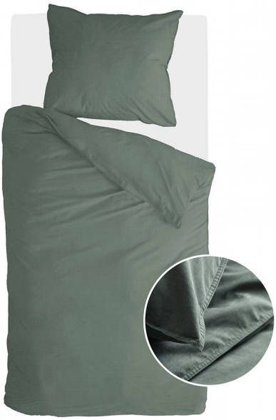 Walra Vintage Cotton Dekbedovertrek 1-persoons (140x200/220 Cm + 1 Sloop) Katoen Donker Groen