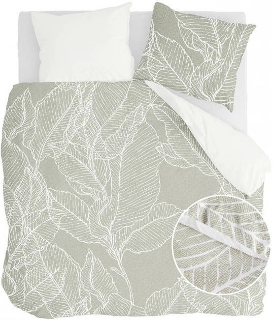 Walra Leaves & Trees Dekbedovertrek 2 persoons(200x200/220 Cm + 2 Slopen) Flanel Olijfgroen