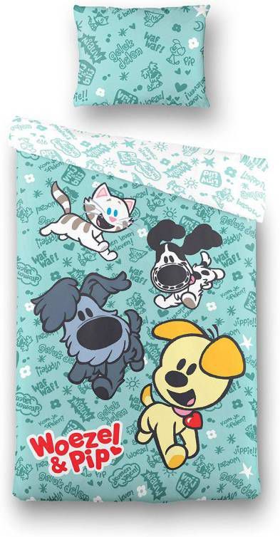 Woezel & Pip katoenen kinderdekbedovertrek(1 persoons)(dekbedovertrek 140x200 cm )