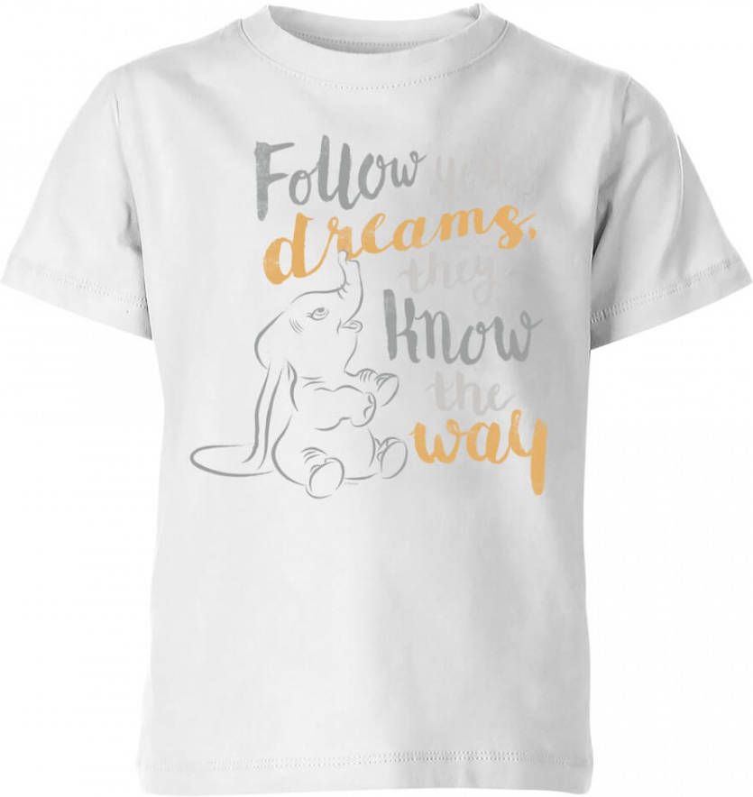 Disney Dombo Follow Your Dreams Kinder T shirt Wit 146/152(11 12 jaar )