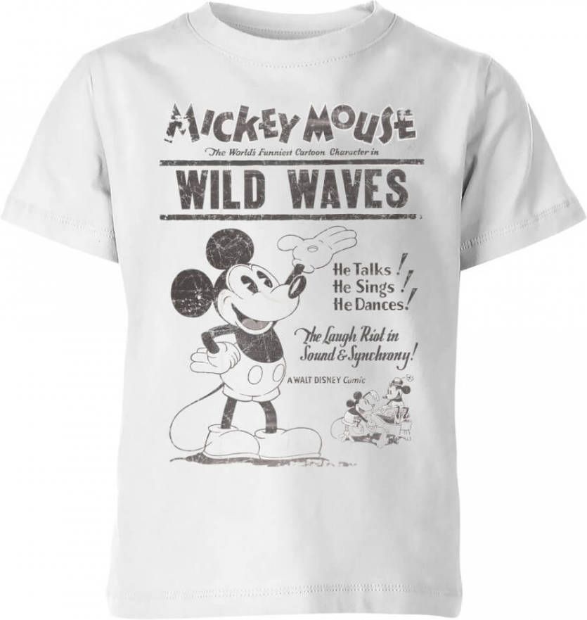 Disney Mickey Mouse Wild Waves Kinder T Shirt Wit 146/152(11 12 jaar) Wit